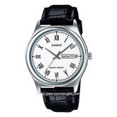 CASIO MTP-V006L-7BUDF Black Dial White Stainless Steel