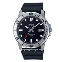 CASIO MTP-VD01-1EVUDF Black Silver Rubber Strap