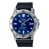 CASIO MTP-VD01-2EVUDF Black Silver Dial Blue Rubber Strap