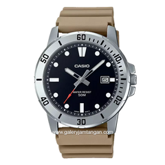 CASIO MTP-VD01-5EVUDF Cream Silver Rubber Strap