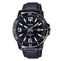 CASIO MTP-VD01BL-1BVUDF Full Black Leather Strap