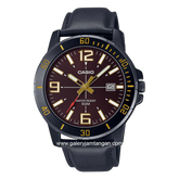 CASIO MTP-VD01BL-5BVUDF Black Dial Brown Leather Strap