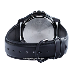 CASIO MTP-VD01BL-5BVUDF Black Dial Brown Leather Strap
