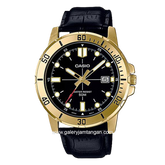 CASIO MTP-VD01GL-1EVUDF Black Gold Leather Strap