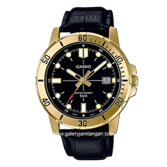 CASIO MTP-VD01GL-1EVUDF Black Gold Leather Strap