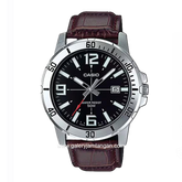 CASIO MTP-VD01L-1BVUDF Brown Silver Leather Strap