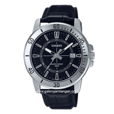 CASIO MTP-VD01L-1CVUDF Black Silver Leather Strap