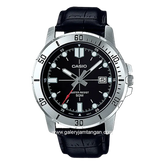 CASIO MTP-VD01L-1EVUDF Black Silver Leather Strap