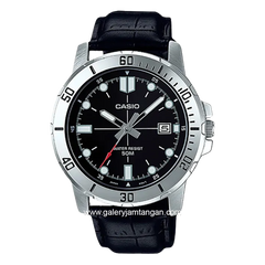 CASIO MTP-VD01L-1EVUDF Black Silver Leather Strap
