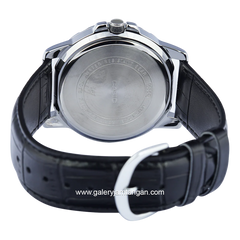 CASIO MTP-VD01L-1EVUDF Black Silver Leather Strap
