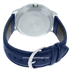 CASIO MTP-VD01L-2BVUDF Navy Silver Leather Strap