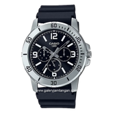 CASIO MTP-VD300-1BUDF Black Silver Rubber Strap