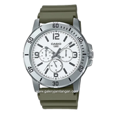 CASIO MTP-VD300-3BUDF Green Dial White Rubber Strap