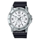 CASIO MTP-VD300-7BUDF Black Dial White Rubber Strap