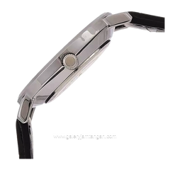 CASIO MTP-VT01L-1BUDF Black Silver Leather Strap