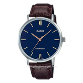 CASIO MTP-VT01L-2BUDF Brown Silver Dial Blue Leather Strap