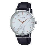 CASIO MTP-VT01LM-7AUDF Black Dial White Leather Strap