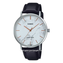 CASIO MTP-VT01LM-7AUDF Black Dial White Leather Strap