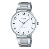 CASIO MTP-VT03D-7BDF Silver Dial White Stainless Steel Strap