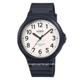 CASIO MW-240-7BVDF Black Dial White Rubber Strap