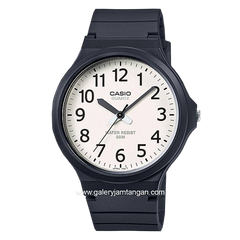 CASIO MW-240-7BVDF Black Dial White Rubber Strap