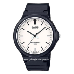 CASIO MW-240-7EVDF Black Dial White Resin Strap