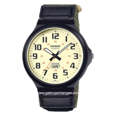 CASIO MW-240B-3BVDF Black Green Canvas Strap