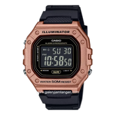 CASIO W-218HM-5BVDF Black Rosegold Resin Strap