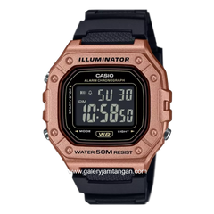 CASIO W-218HM-5BVDF Black Rosegold Resin Strap