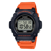 CASIO W-219H-4AVDF Digital Orange Black Resin Strap
