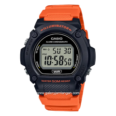 CASIO W-219H-4AVDF Digital Orange Black Resin Strap