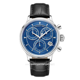 CERRUTI 1881 DERVIO CIWGC0073303 Black Silver Dial Blue Leather Strap