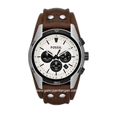 FOSSIL CH2890 Coachman Chronograph White Dial Brown Leather Strap