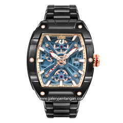 CHARLES JOURDAN CJ04-1082LE Watch Limited Edition Black Dial Blue Rosegold Automatic Stainless Steel