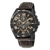 CHARLES JOURDAN CJ1046-1735C Chronograph Brown Black Leather Strap