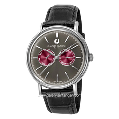 CHARLES JOURDAN CJ1053-1332M Black Silver Leather Strap