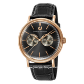 CHARLES JOURDAN CJ1053-1532M Black Rosegold Leather Strap