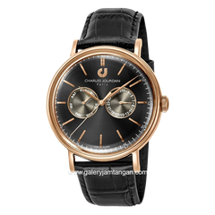 CHARLES JOURDAN CJ1053-1532M Black Rosegold Leather Strap