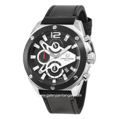 CHARLES JOURDAN CJ1080-1335C Black Silver Leather Strap