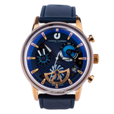 CHARLES JOURDAN CJ1099-1582C Blue Rosegold Chronograph Leather Strap