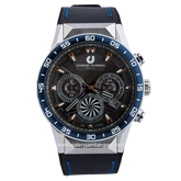 CHARLES JOURDAN CJ1102-1312C Watch Black Silver Chronograph Leather With Rubber Strap