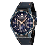 CHARLES JOURDAN CJ1102-1882C Blue Combinasi Black Chronograph Leather With Rubber Strap