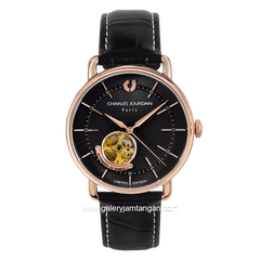 CHARLES JOURDAN CJ1108-1532LE Watch Limited Edition Black Rosegold Dial Black Automatic Leather Strap