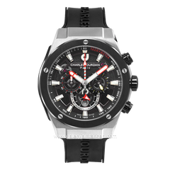CHARLES JOURDAN CJ1123-1332C Black Silver Rubber Strap