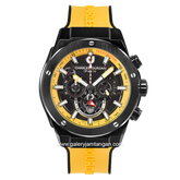 CHARLES JOURDAN CJ1123-1722C Watch Yellow Dial Black Chronograph Silicone Strap