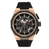 CHRIST VERRA CV 12189G-38 BLK Black Rose Gold Rubber Strap