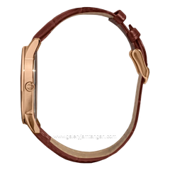 CHRIST VERRA CLASSIC MEMOIR CV 12452G-25 SLV & CV 12452L-25 SLV Couple Brown Rosegold Leather Strap