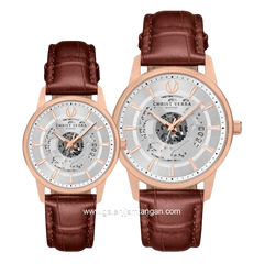 CHRIST VERRA CLASSIC MEMOIR CV 12452G-25 SLV & CV 12452L-25 SLV Couple Brown Rosegold Leather Strap