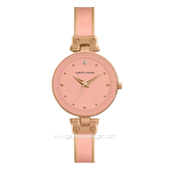 CHRIST VERRA CV 501923L-511 PNK Pink Rosegold Ceramic Combinmasi Stainless Steel With Silver Bracelet