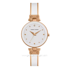 CHRIST VERRA CV 501923L-5H WHT White Rosegold Ceramic Combinasi Stainless Steel With Silver Bracelet